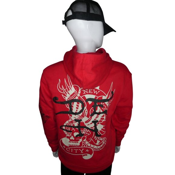 Ed‎ Hardy Men's 77 Tattoo Red Hoodie EHM1300-36 Size M - Picture 8 of 12